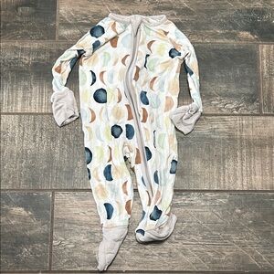 Little Sleepies White Moon-Print Footed One-Piece Pajamas